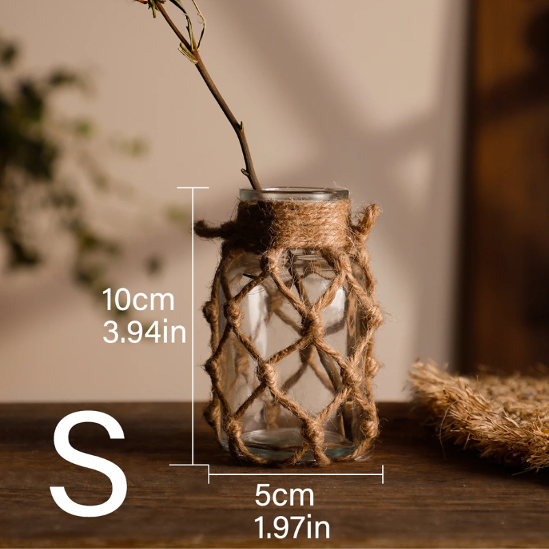 HarborGlow – Rustic Glass Lantern with Rope Netting