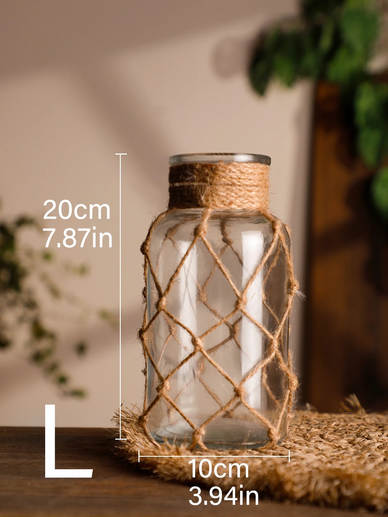 HarborGlow – Rustic Glass Lantern with Rope Netting