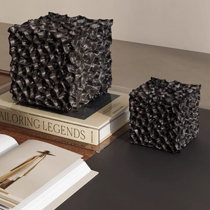 Textured Black Cubic Sculptures