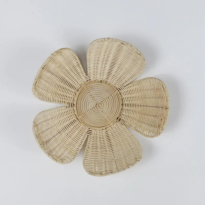 Nordic Bloom – Handwoven Rattan Wall Flower
