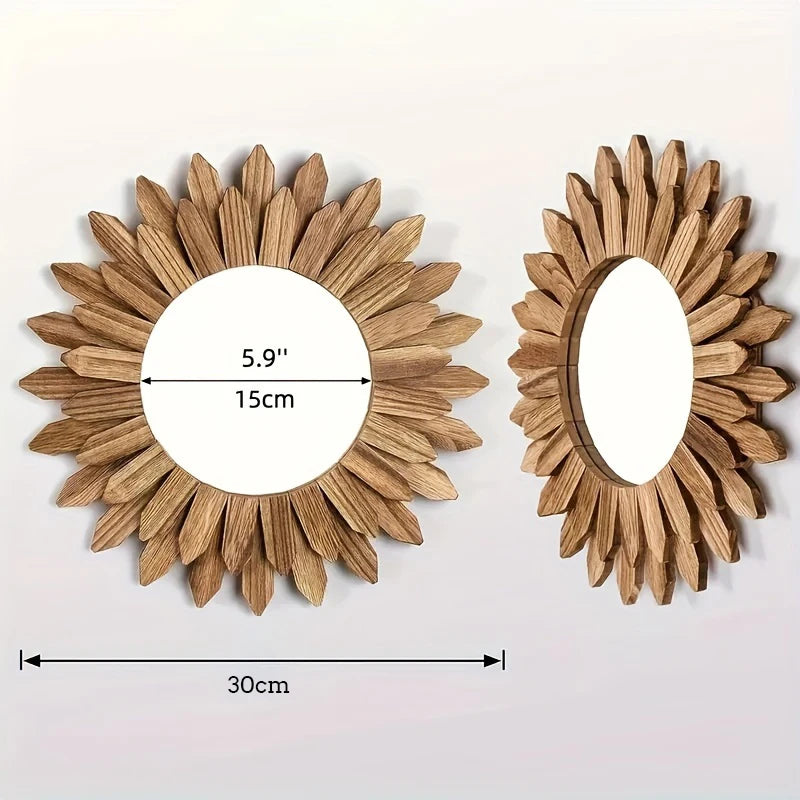 Soluna – Bohemian Wooden Sunflower Mirror