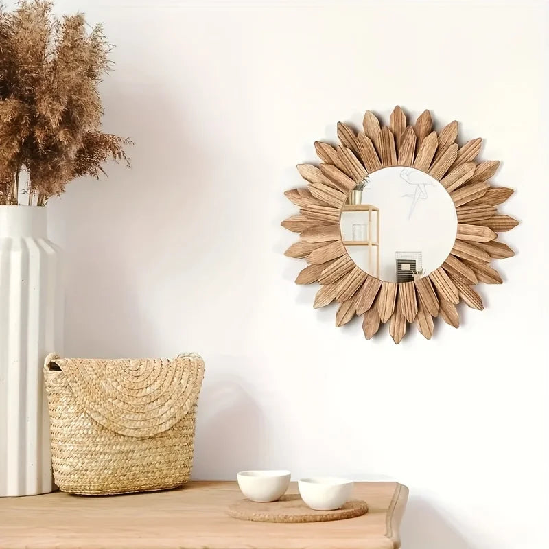 Soluna – Bohemian Wooden Sunflower Mirror