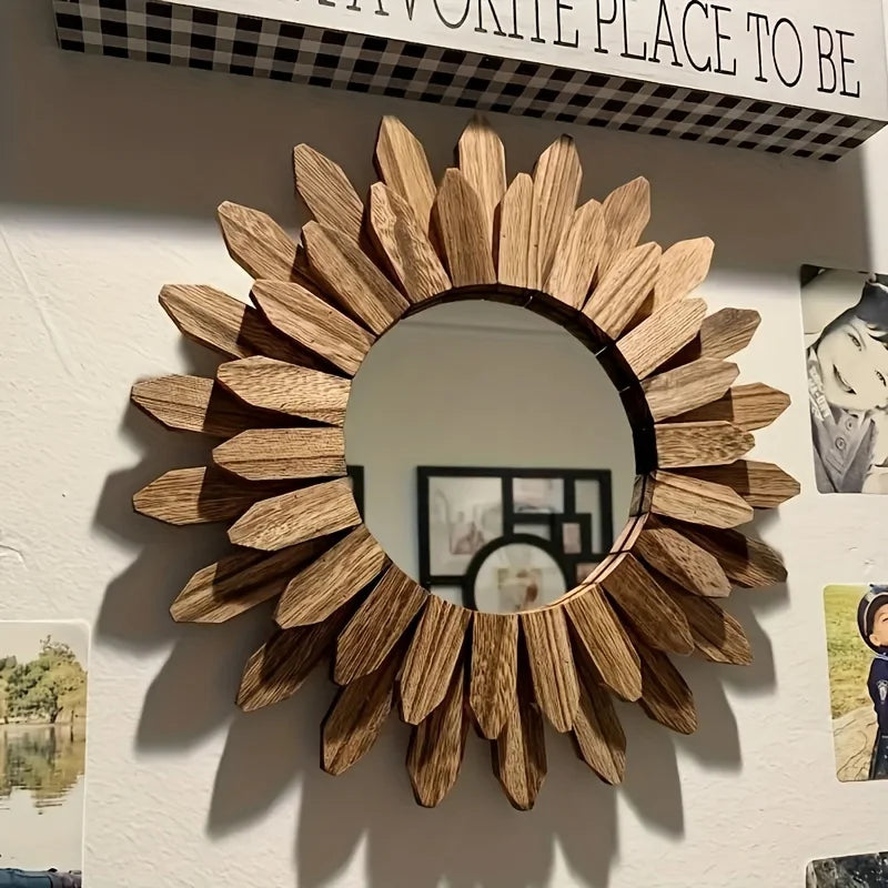 Soluna – Bohemian Wooden Sunflower Mirror